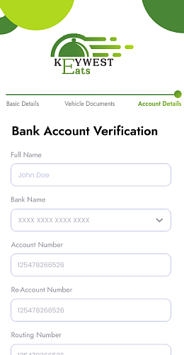 Driver App Bank Account